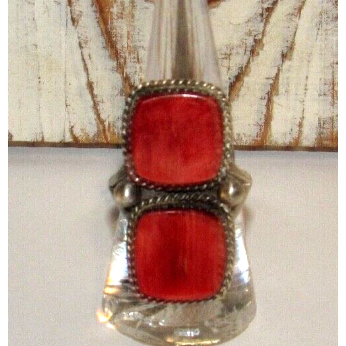 Navajo Red Spiny Oyster Ring Sz 9.5 Sterling Silver Selena