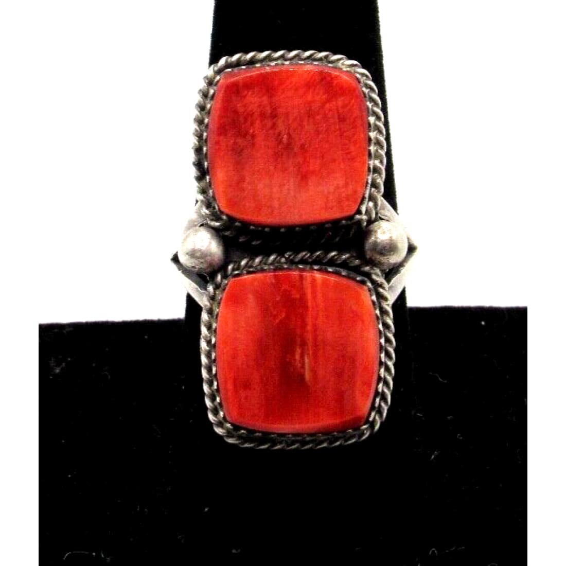 Navajo Red Spiny Oyster Ring Sz 9.5 Sterling Silver Selena