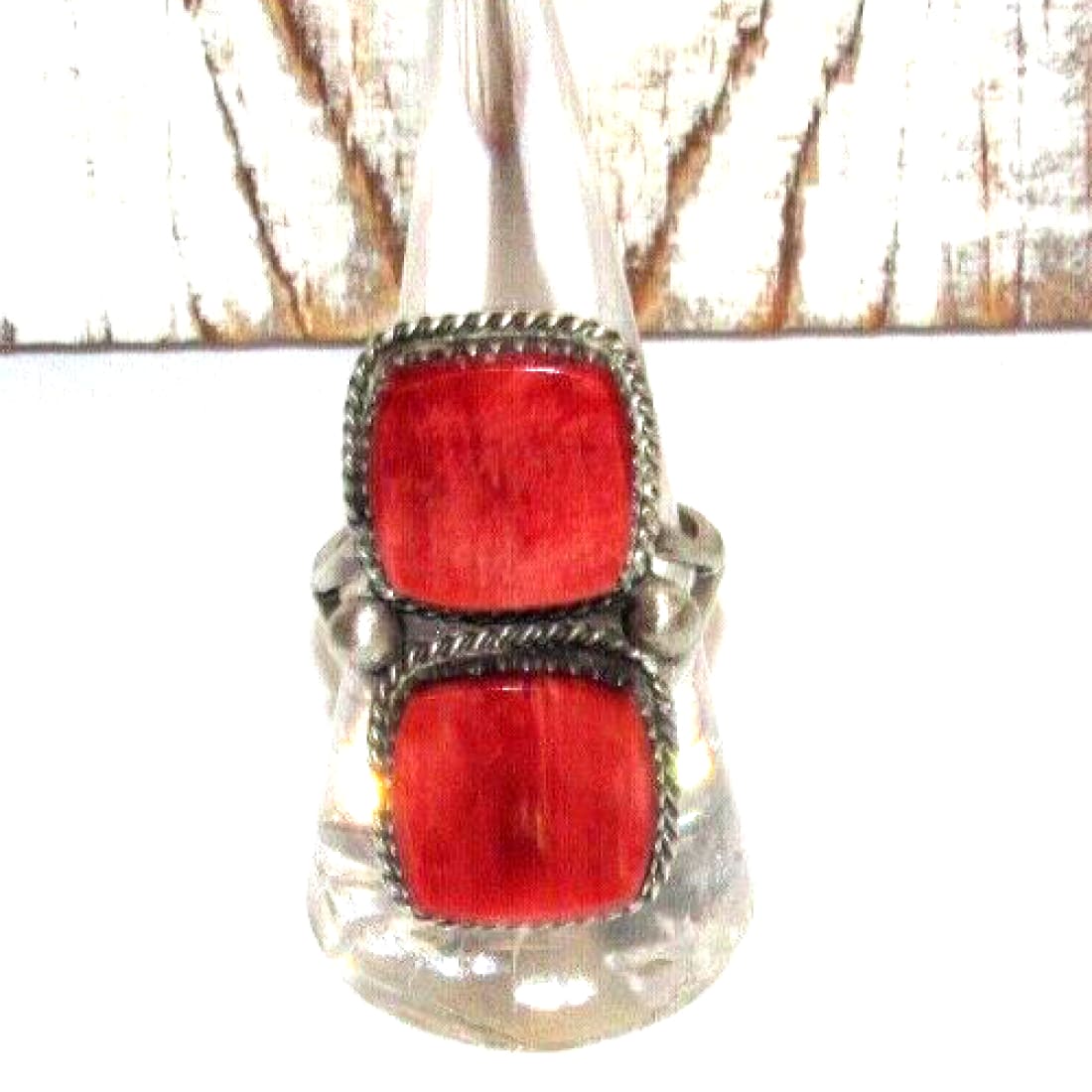 Navajo Red Spiny Oyster Ring Sz 9.5 Sterling Silver Selena