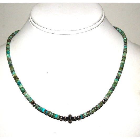 Navajo Rolled Turquoise & Pearls Heishi Choker Necklace