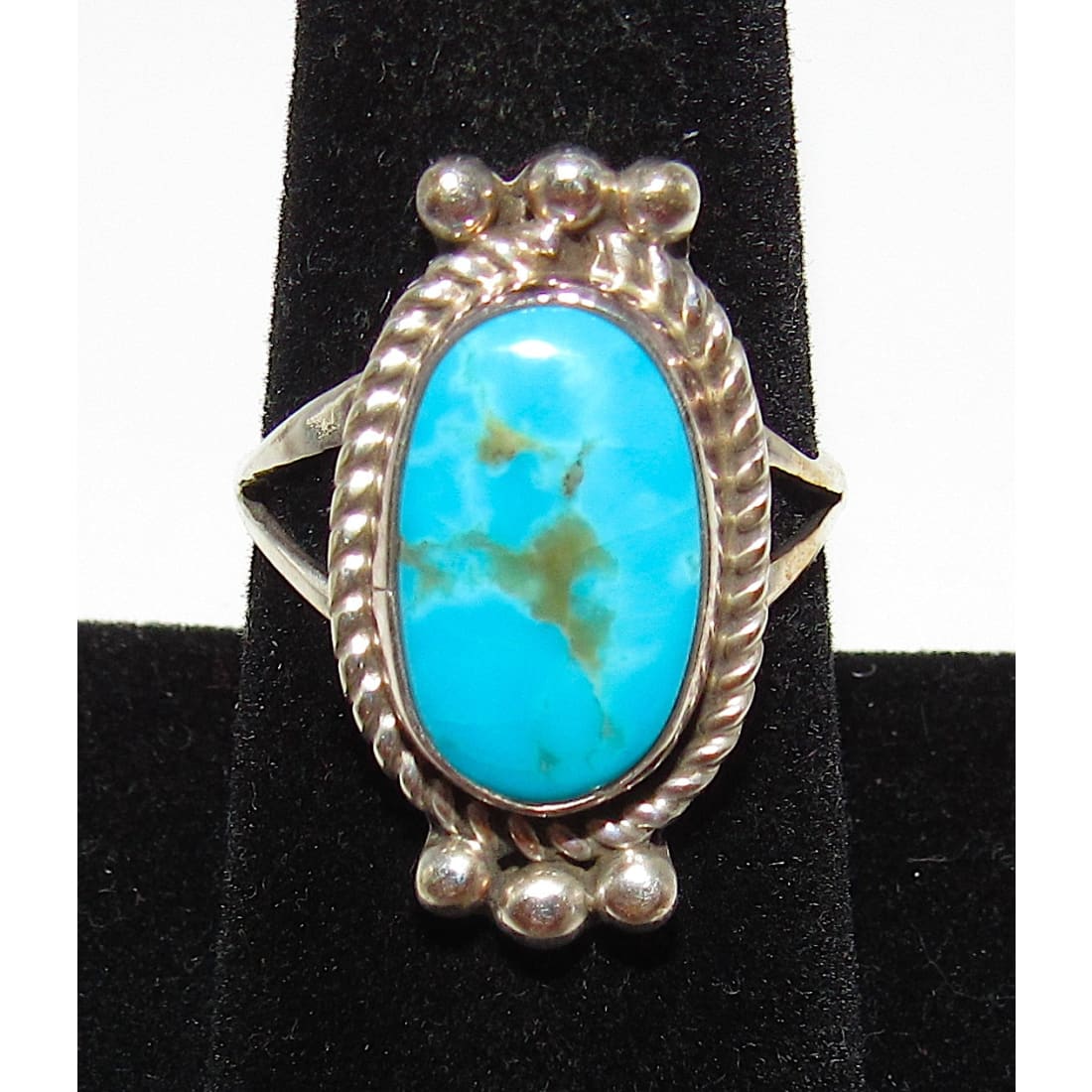Navajo Royston Blue Turquoise Ring Size 8 Sterling Silver