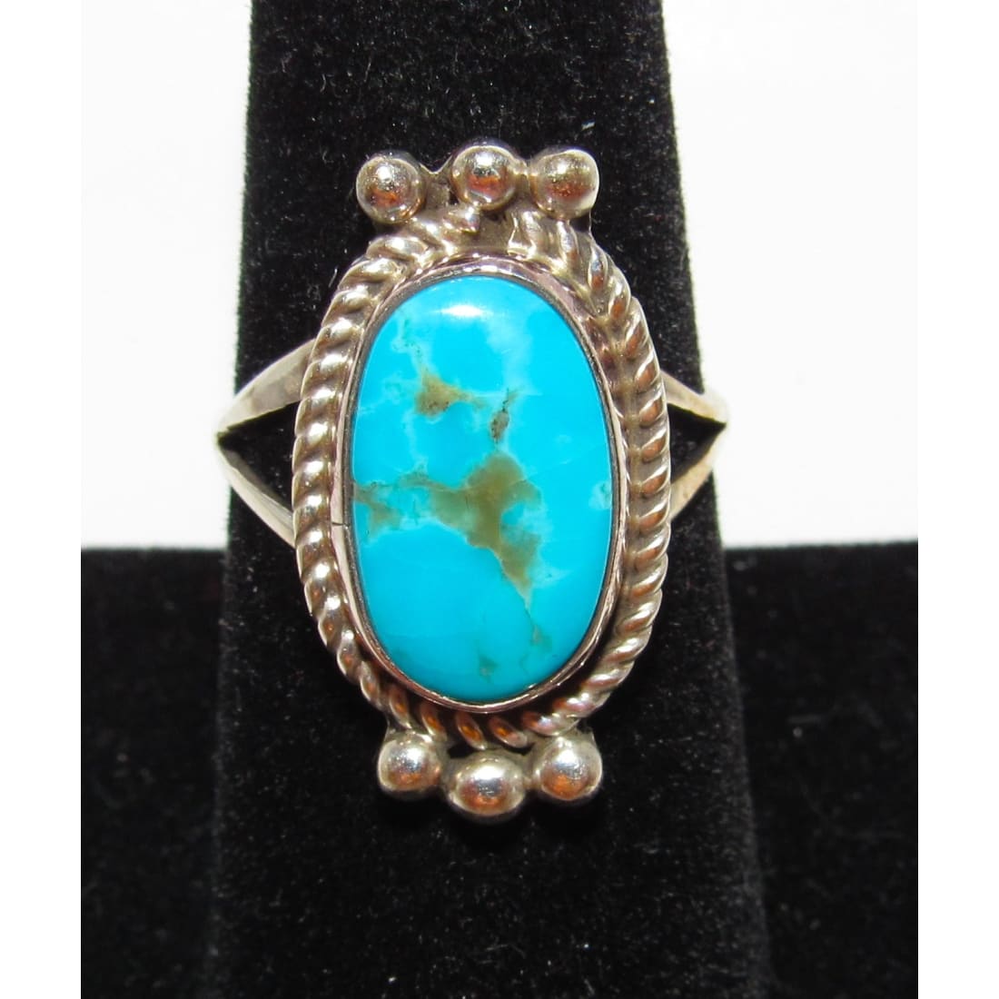 Navajo Royston Blue Turquoise Ring Size 8 Sterling Silver