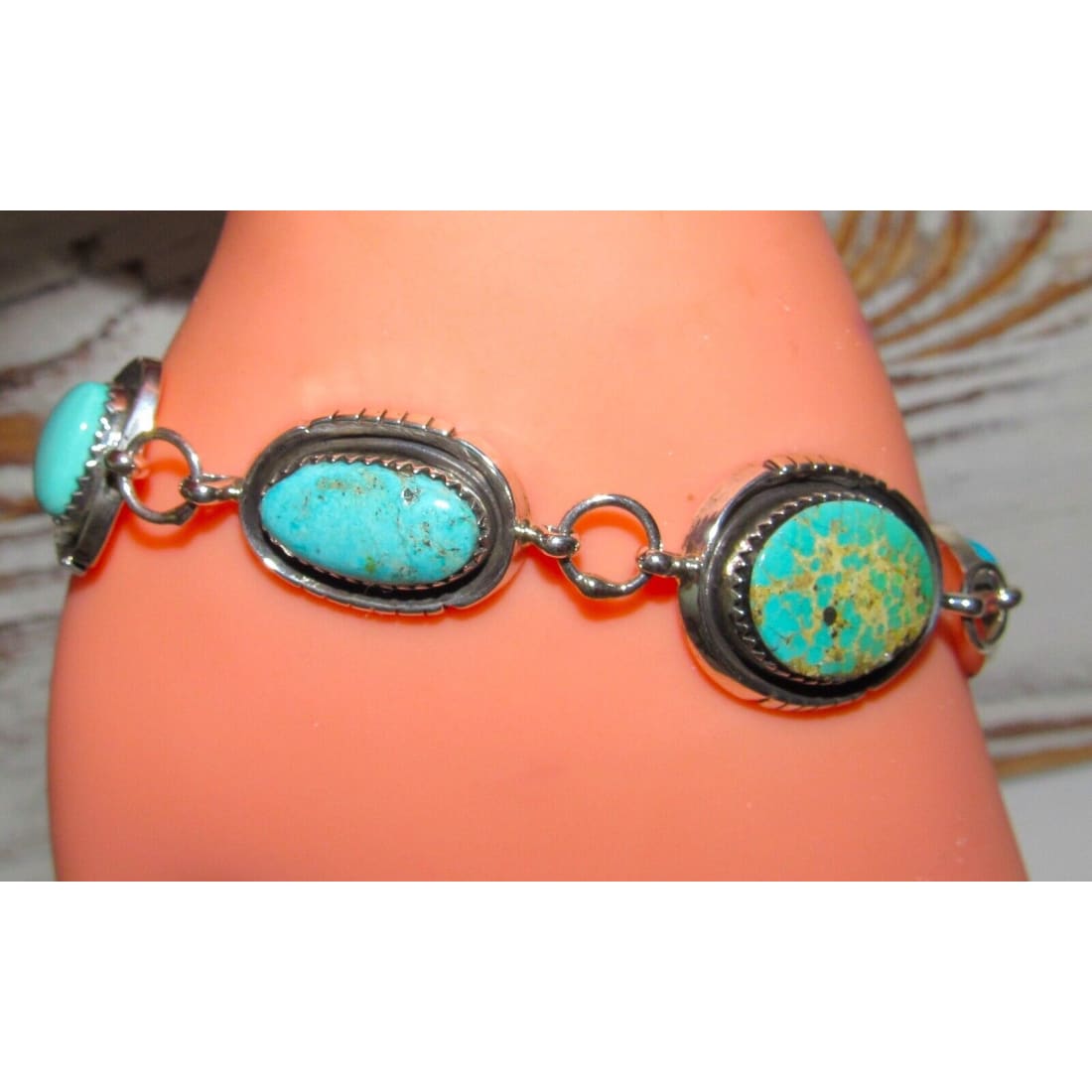 Navajo Royston Turquoise Adjustable Link Bracelet Sterling