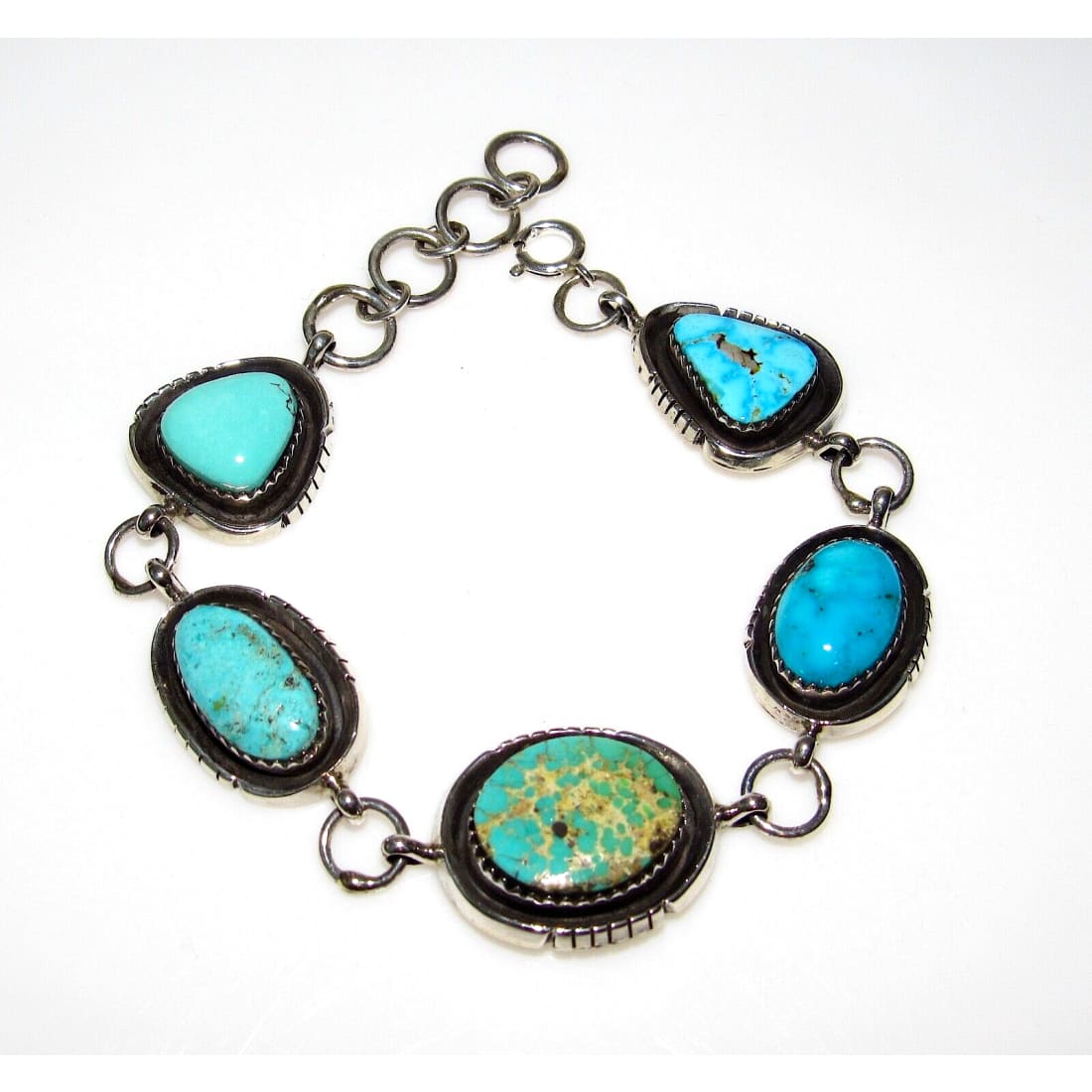 Navajo Royston Turquoise Adjustable Link Bracelet Sterling