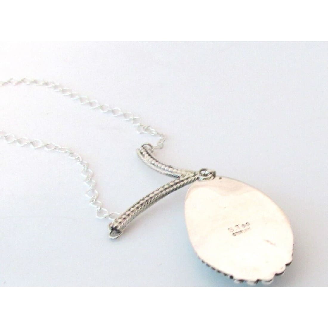 Navajo Royston Turquoise Bar Drop Necklace Sterling Silver