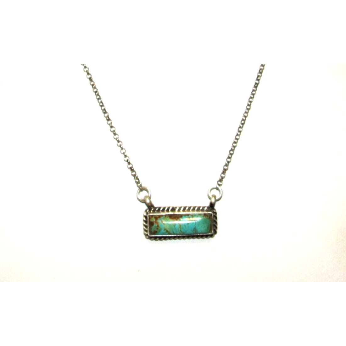 Navajo Royston Turquoise Bar Necklace Sterling Silver Native