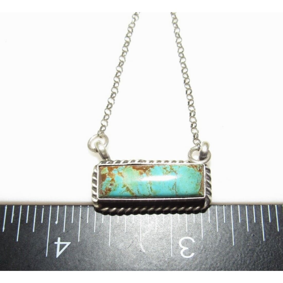 Navajo Royston Turquoise Bar Necklace Sterling Silver Native