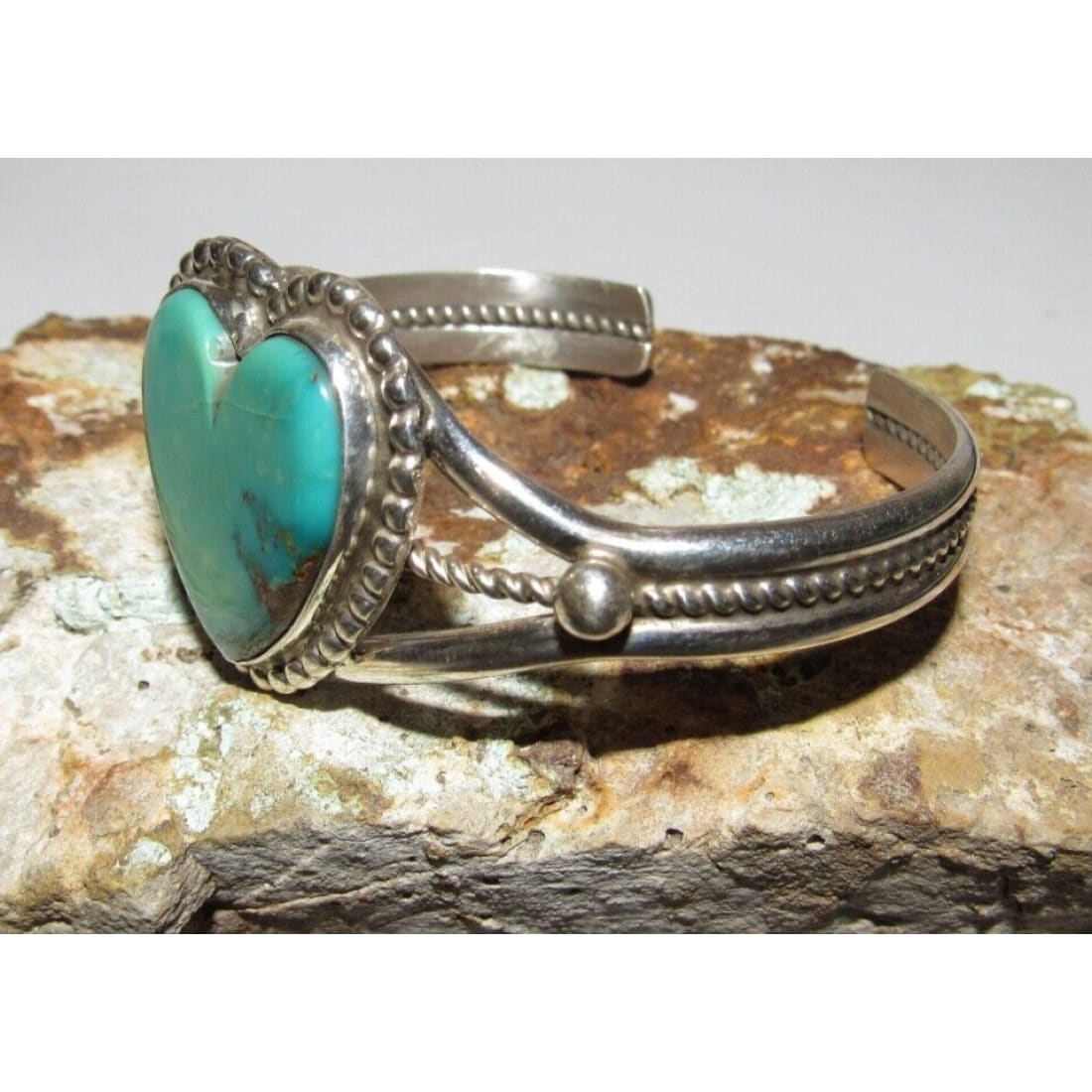 Navajo Royston Turquoise Heart Cuff Bracelet Marcella James