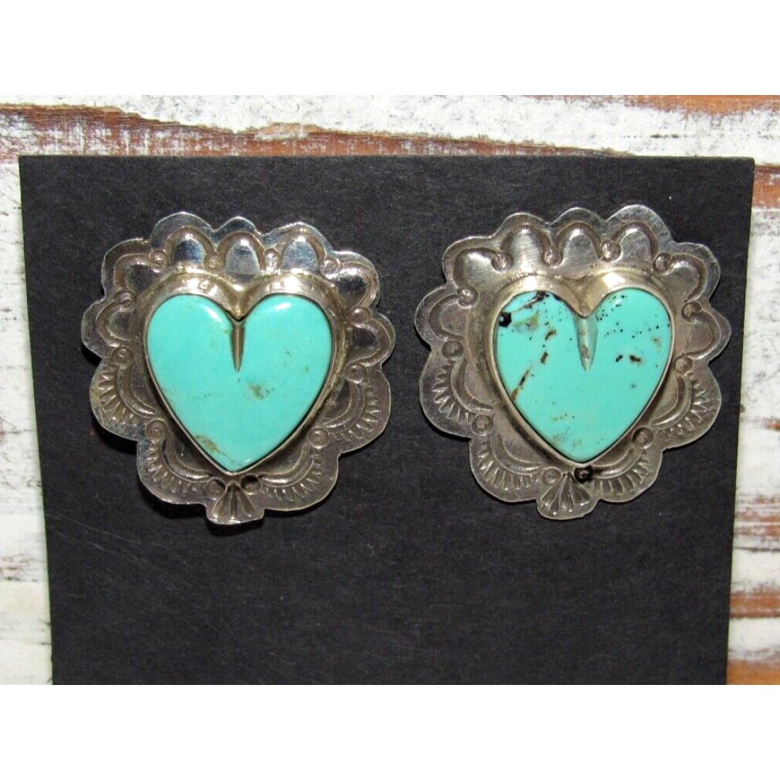 Navajo Royston Turquoise Heart Post Earrings M James