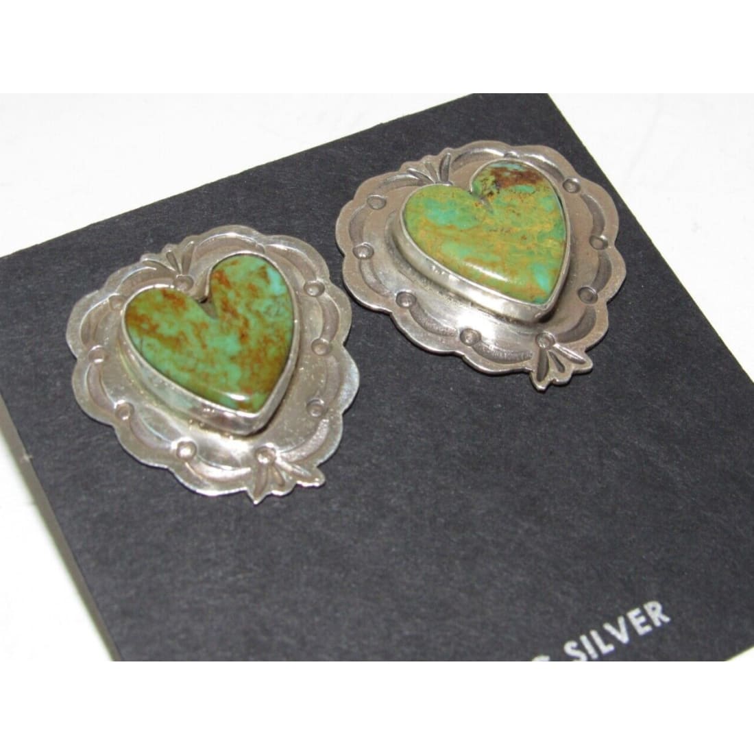Navajo Royston Turquoise Heart Post Earrings M James