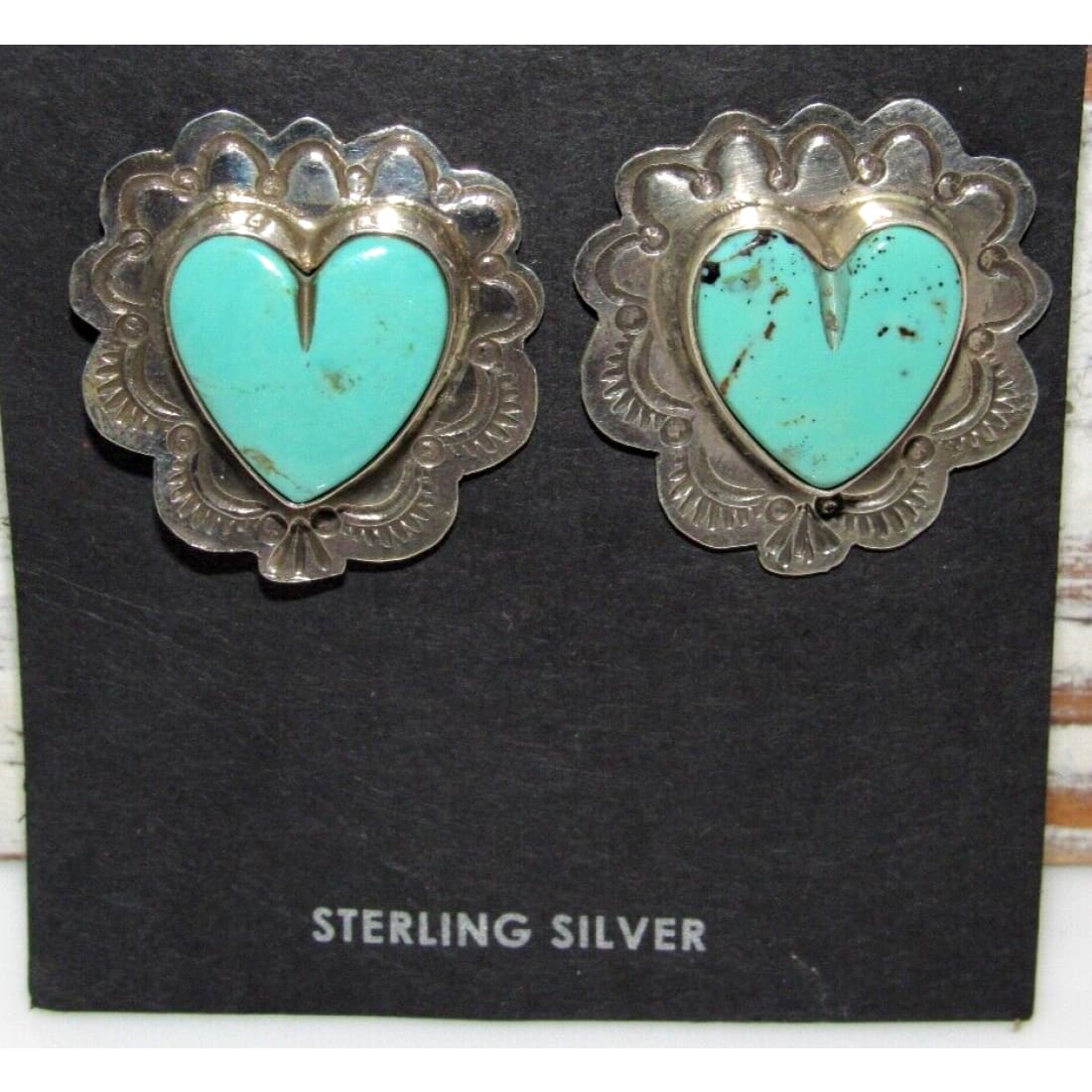 Navajo Royston Turquoise Heart Post Earrings M James
