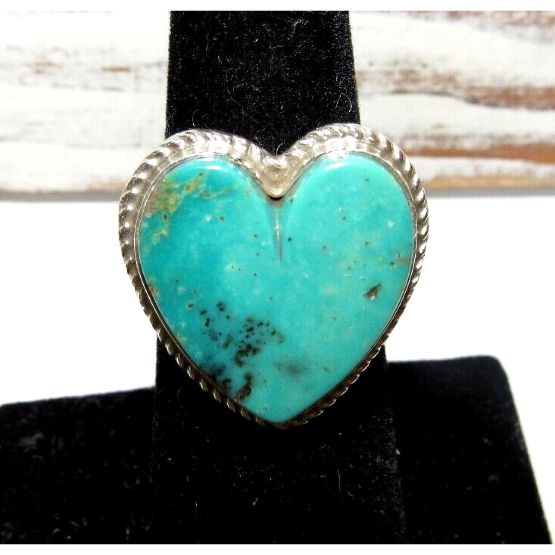 Navajo Royston Turquoise Heart Ring Sz 6 Sterling Silver