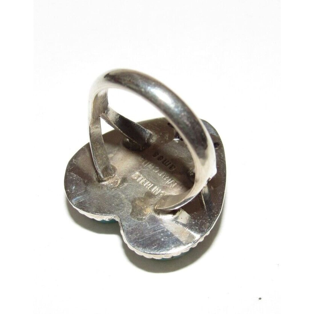 Navajo Royston Turquoise Heart Ring Sz 6 Sterling Silver