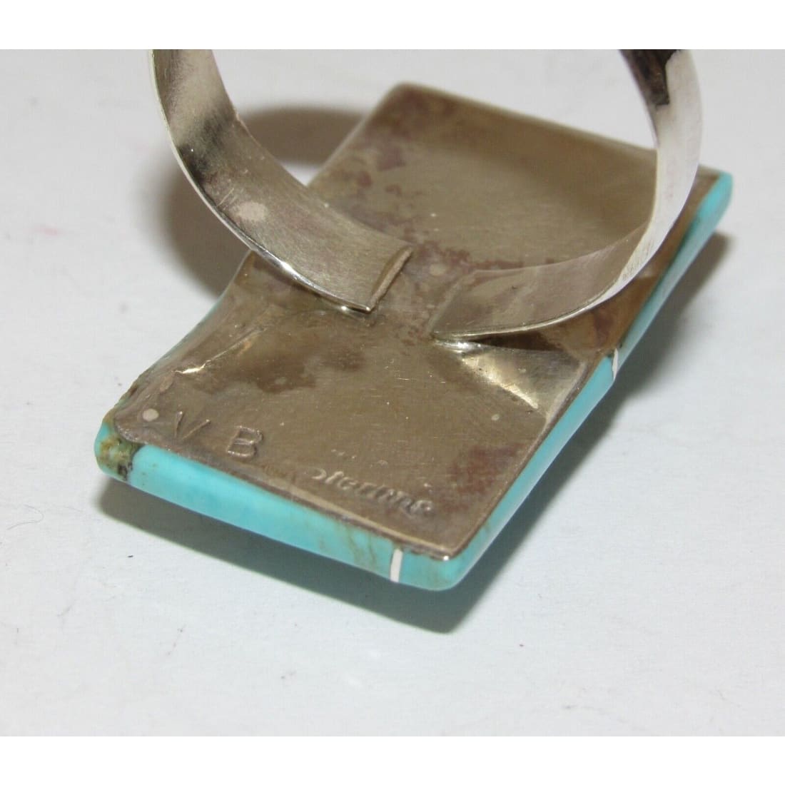 Navajo Royston Turquoise Inlay Ring Size 6.5 Sterling Silver