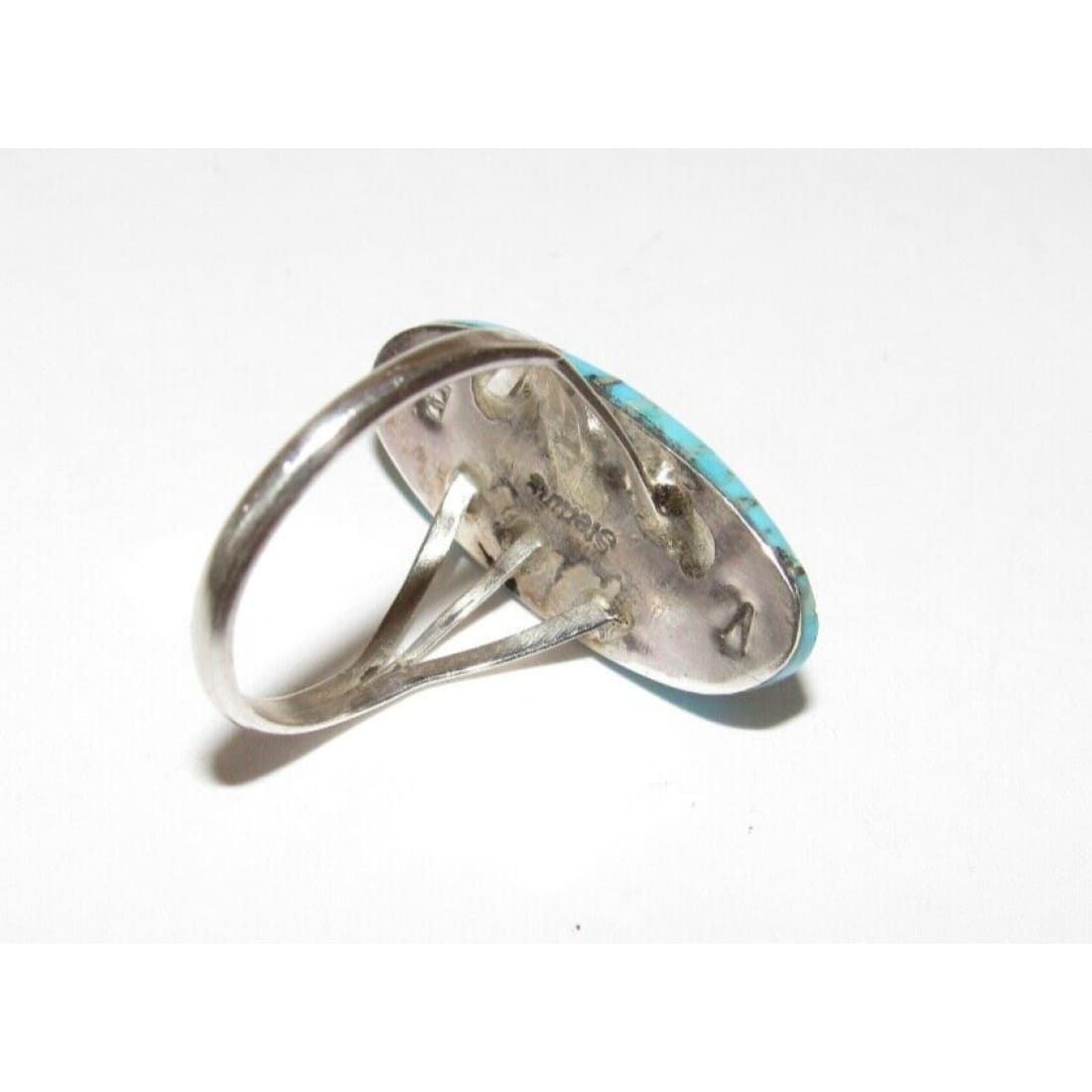 Navajo Royston Turquoise Inlay Ring Size 7 Sterling Silver