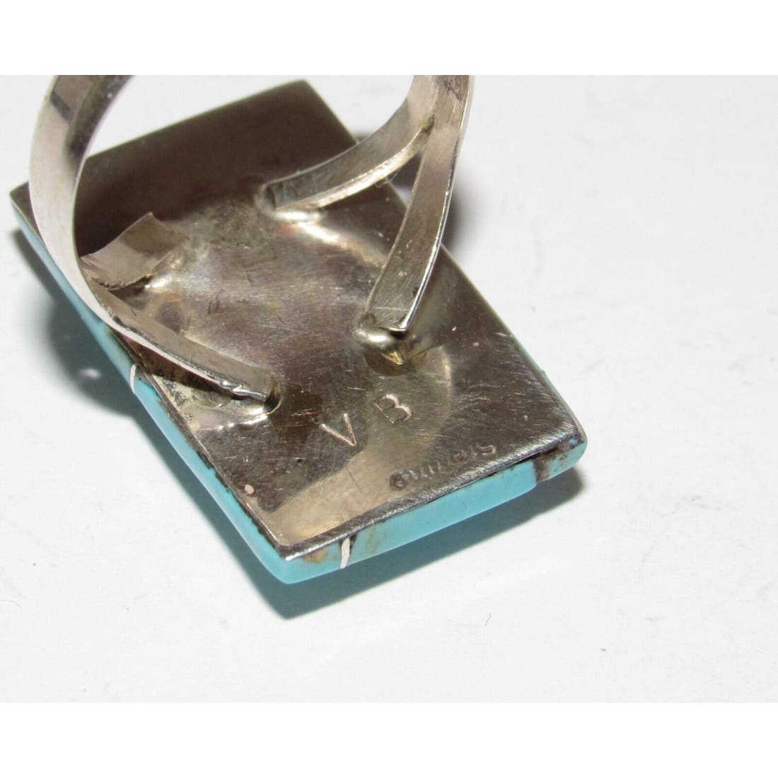 Navajo Royston Turquoise Inlay Ring Size 9 Sterling Silver