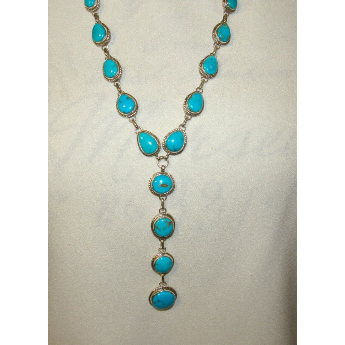 Navajo Royston Turquoise Lariat Necklace Earrings Set