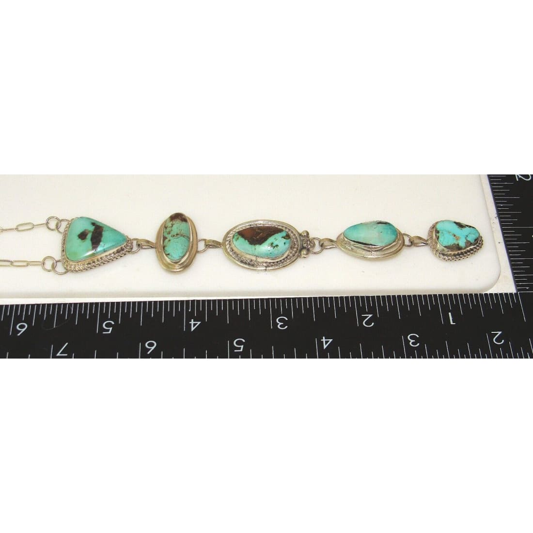 Navajo Royston Turquoise Lariat Necklace Sterling Silver K.
