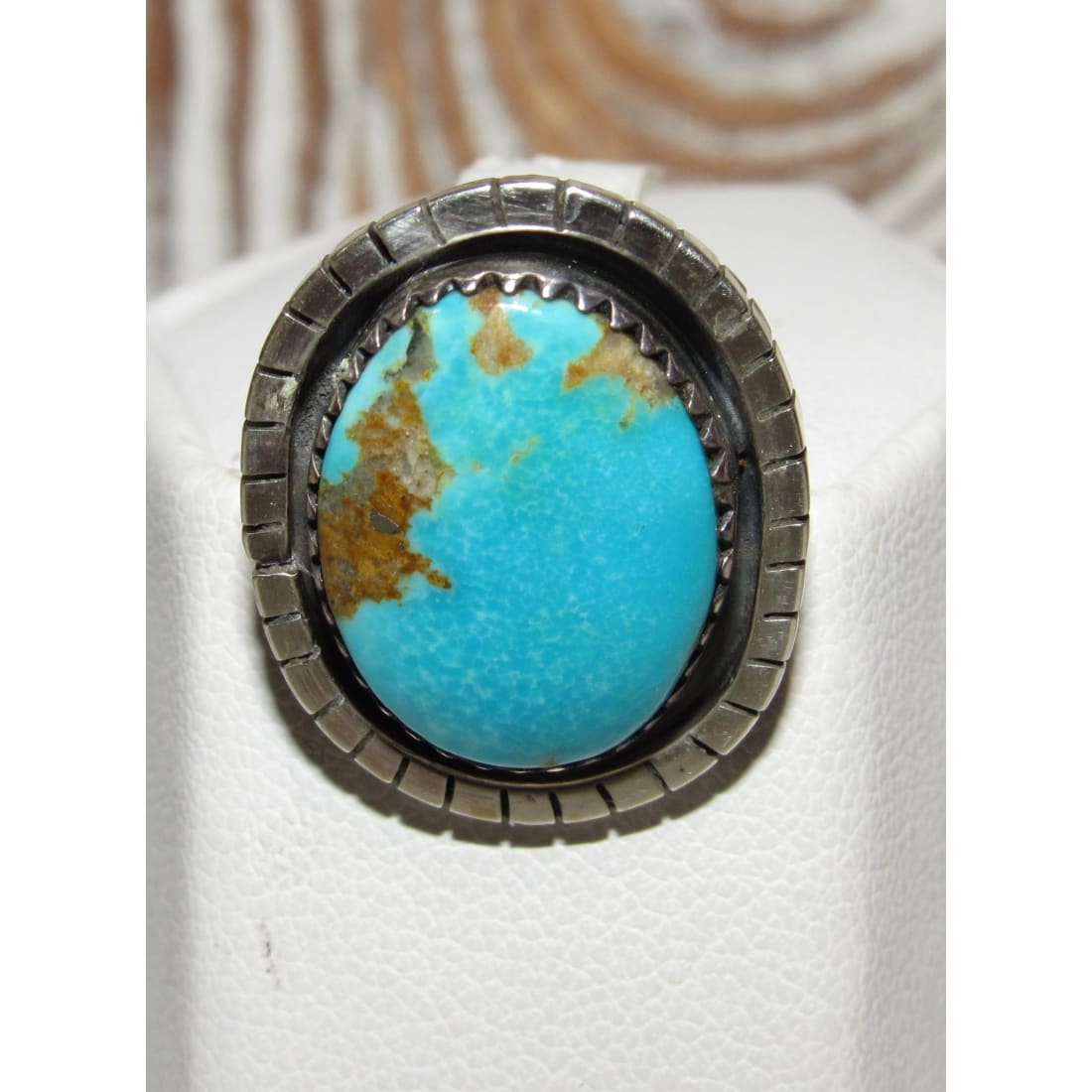 Handmade Native American Navajo Royston turquoise Sterling Silver Ring Size 6.5 sale