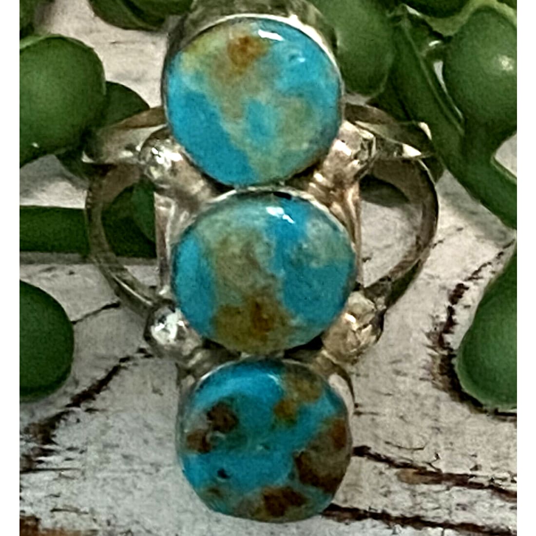 Navajo Royston Turquoise s Stone Design Ring Sz 8.5 Sterling