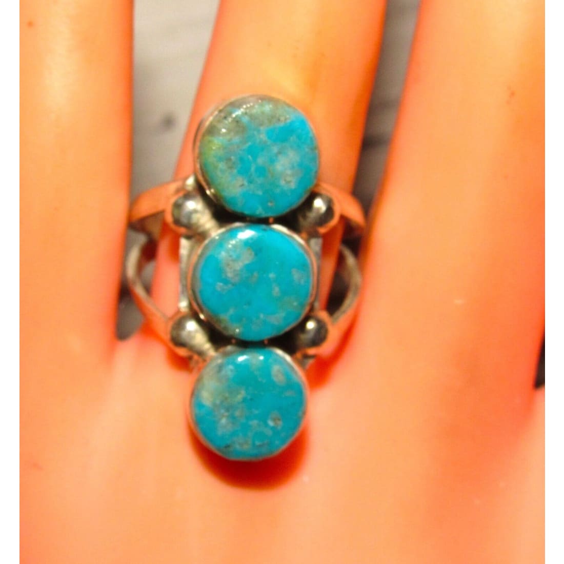 Navajo Royston Turquoise s Stone Design Ring Sz 9 Sterling