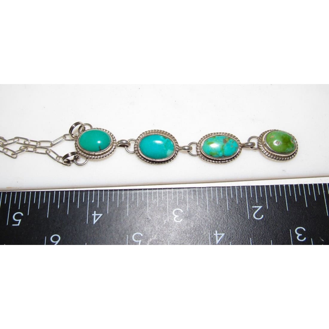 Navajo Royston Turquoise Small Lariat Necklace Sterling