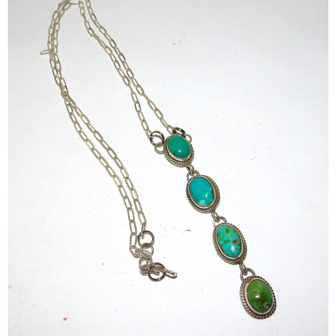 Navajo Royston Turquoise Small Lariat Necklace Sterling