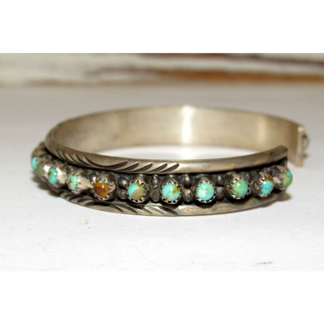 Navajo Royston Turquoise Stacker Cuff Bracelet Sterling