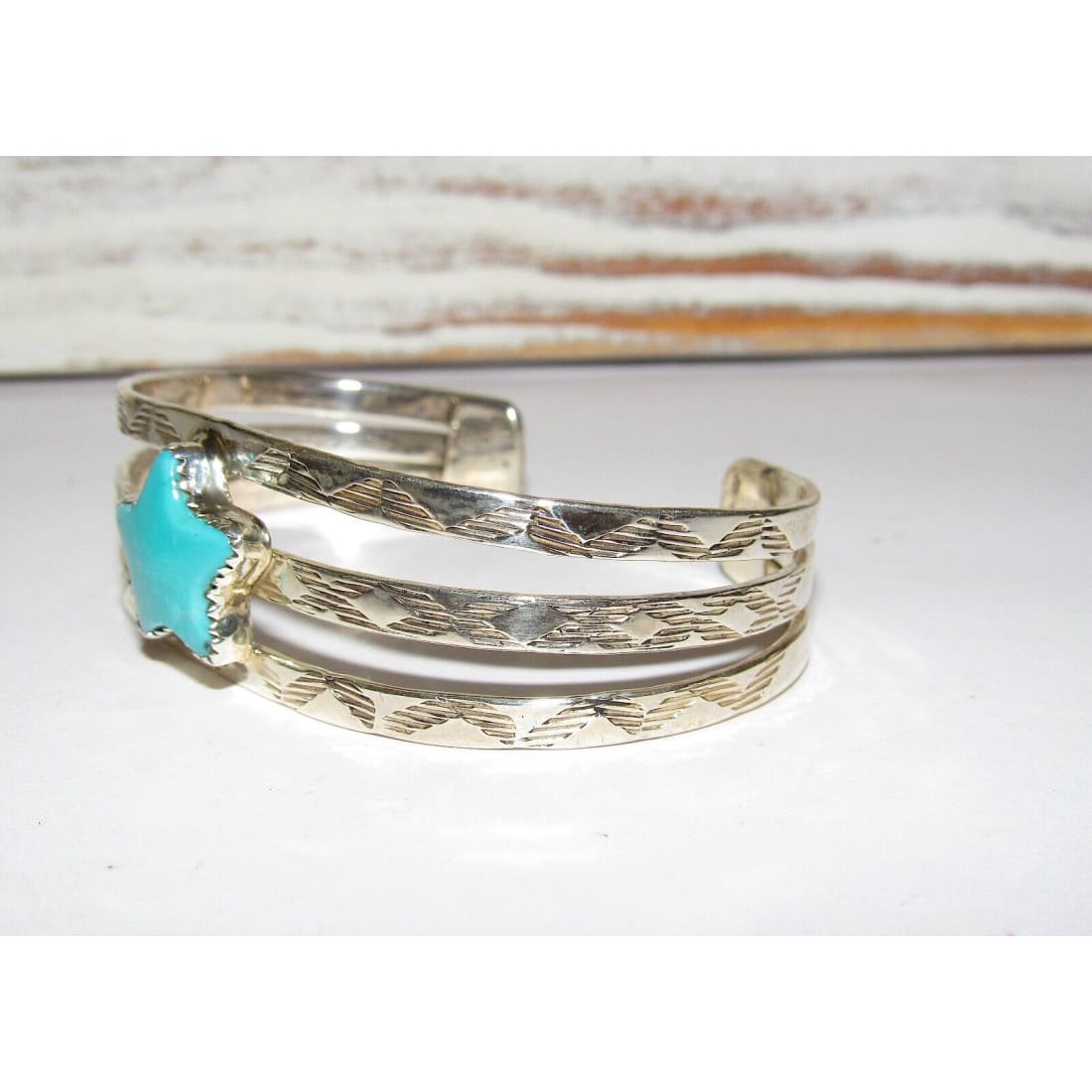 Navajo Royston Turquoise Star Cuff Bracelet Native American
