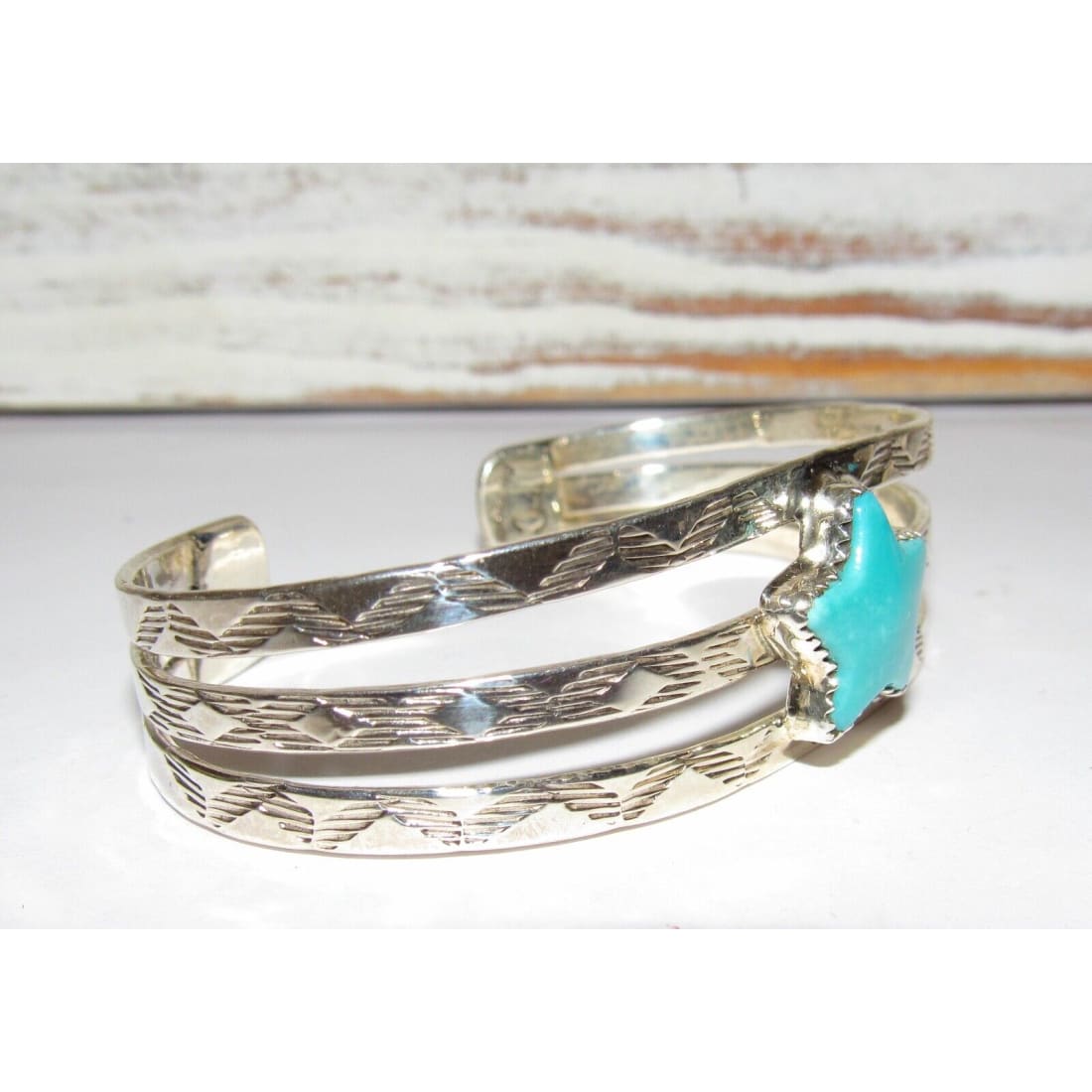 Navajo Royston Turquoise Star Cuff Bracelet Native American
