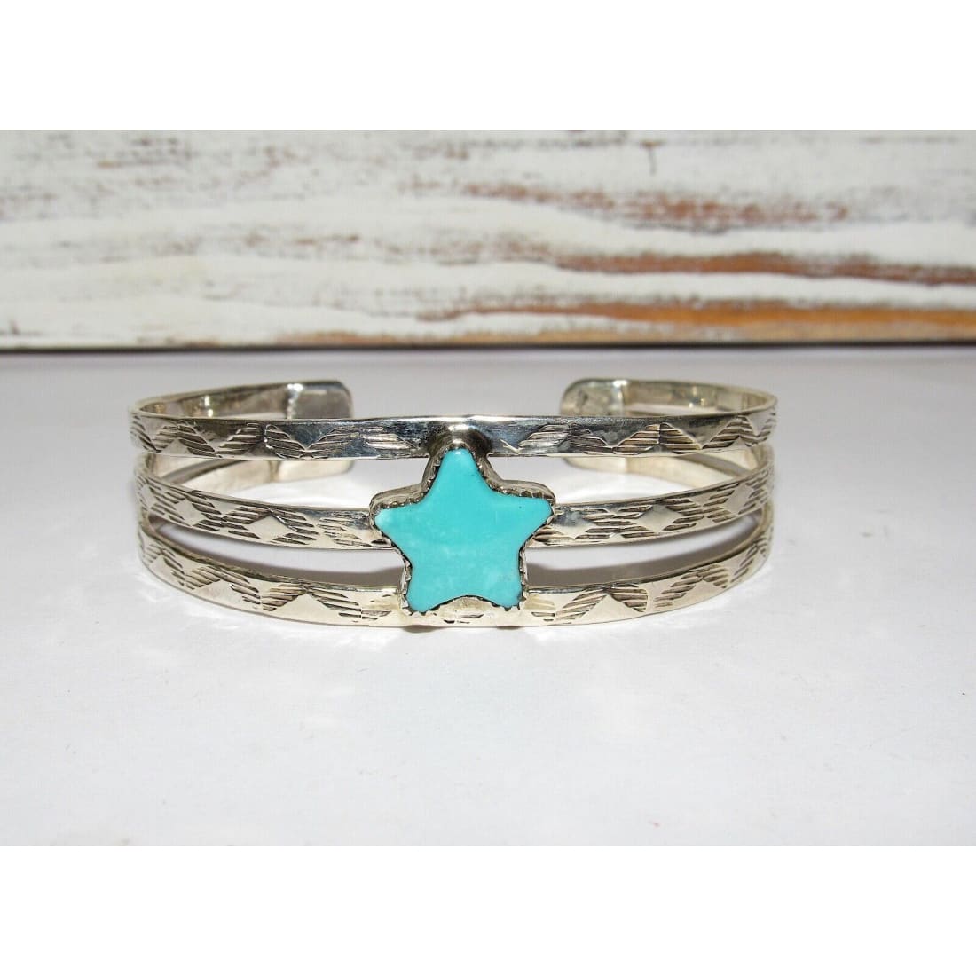 Navajo Royston Turquoise Star Cuff Bracelet Native American