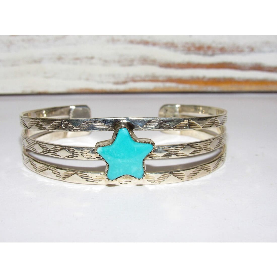 Navajo Royston Turquoise Star Cuff Bracelet Native American
