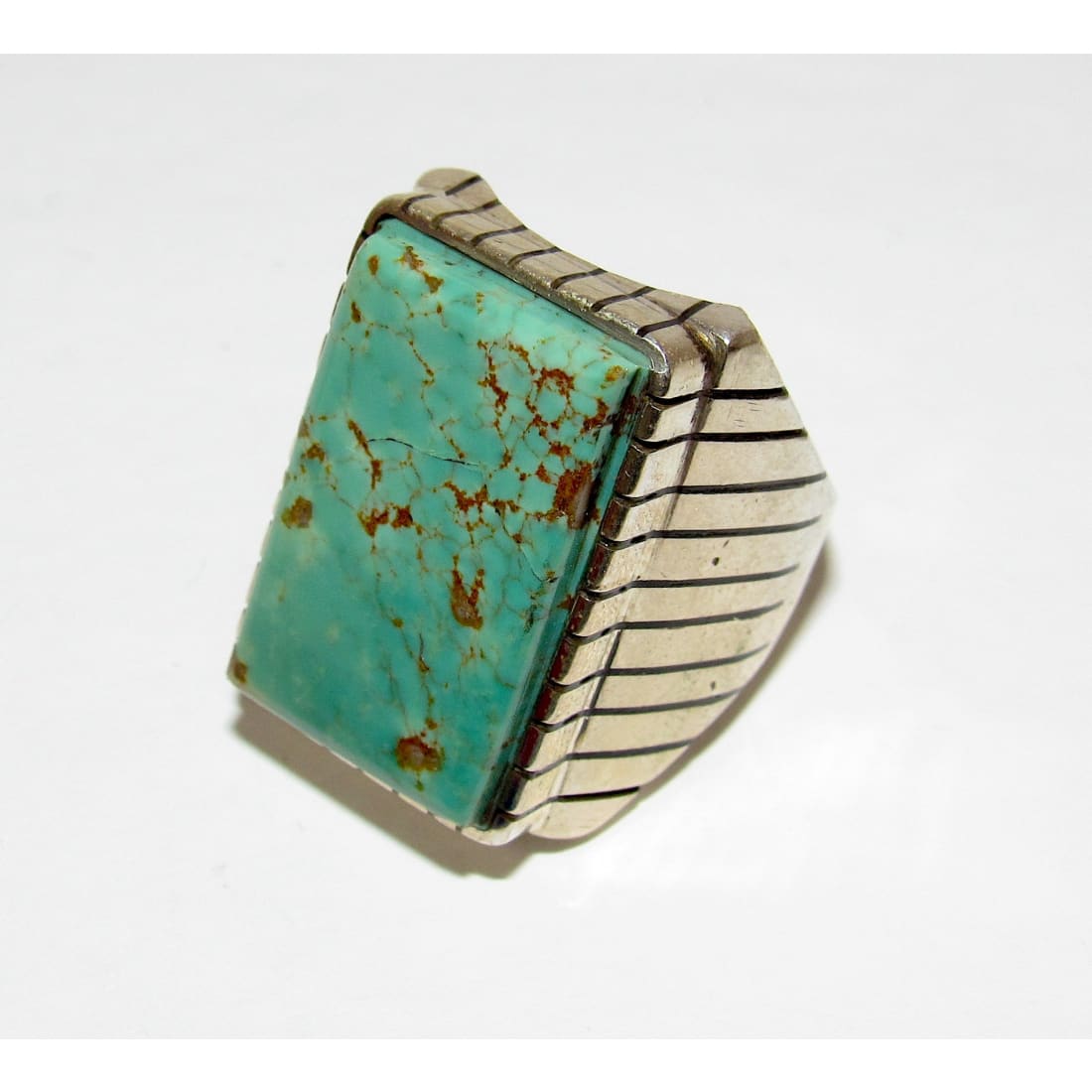 Navajo Royston Turquoise Statement Men Ring Sz 9 R. Jack