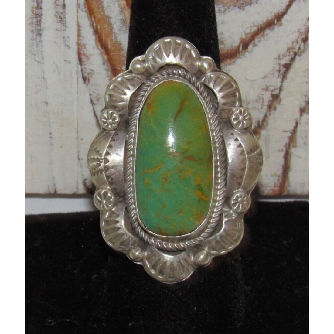 Navajo Royston Turquoise Statement Ring Sz 7 Sterling Silver