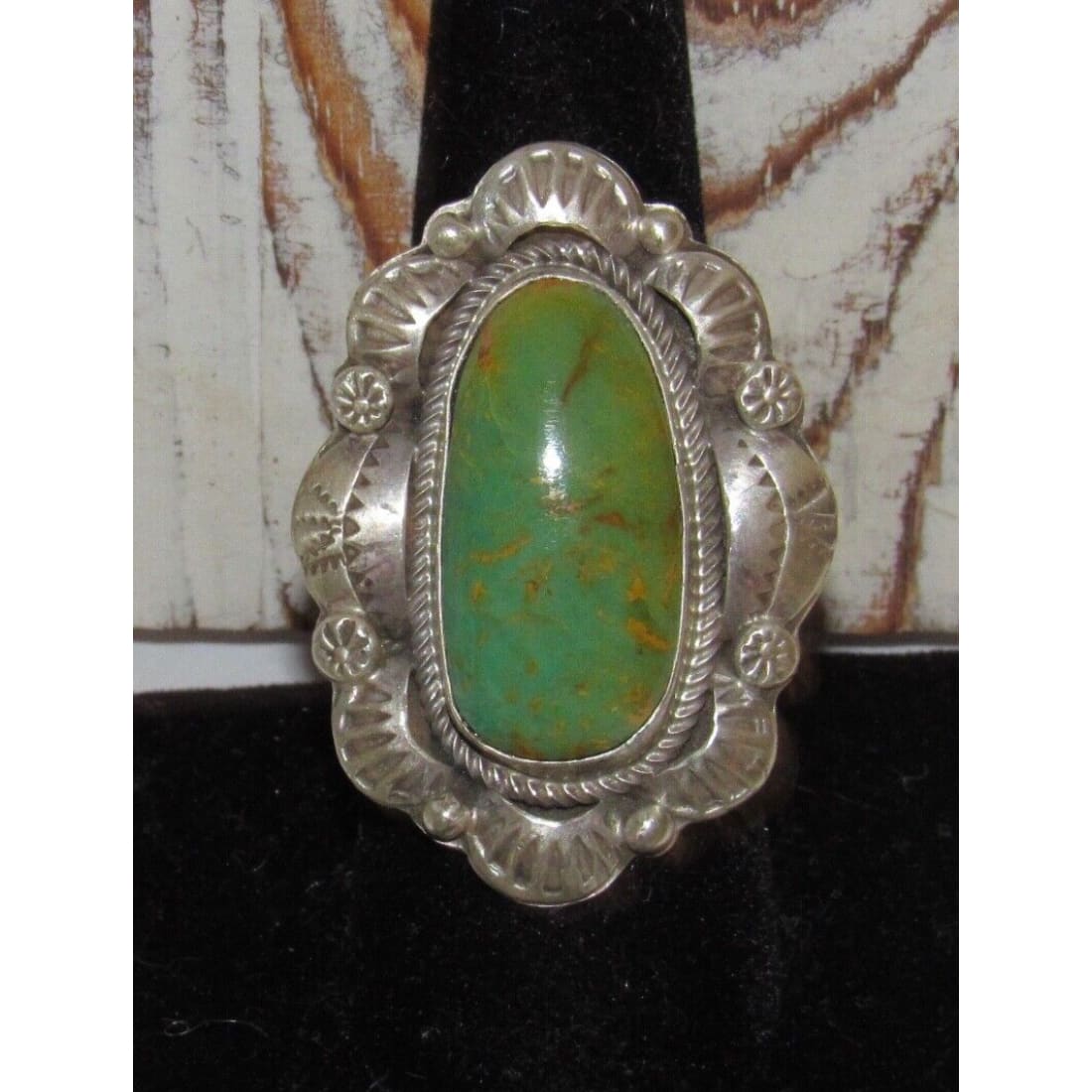 Navajo Royston Turquoise Statement Ring Sz 7 Sterling Silver