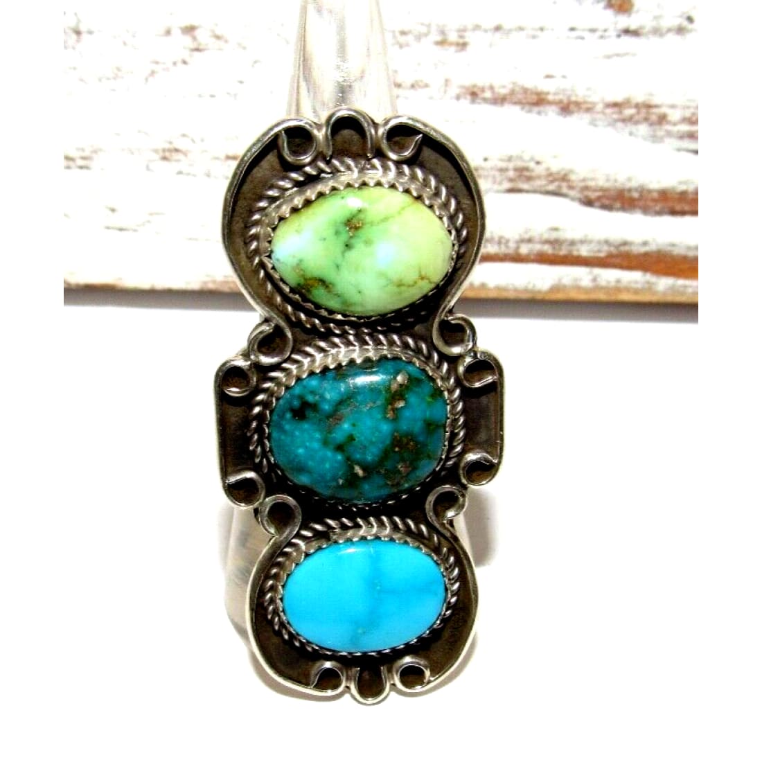 Navajo Royston Turquoise Statement Ring Sz 9 Sterling Silver