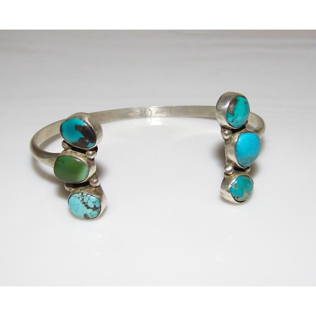 Navajo Royston Turquoise Sterling Open Stacker Cuff Bracelet
