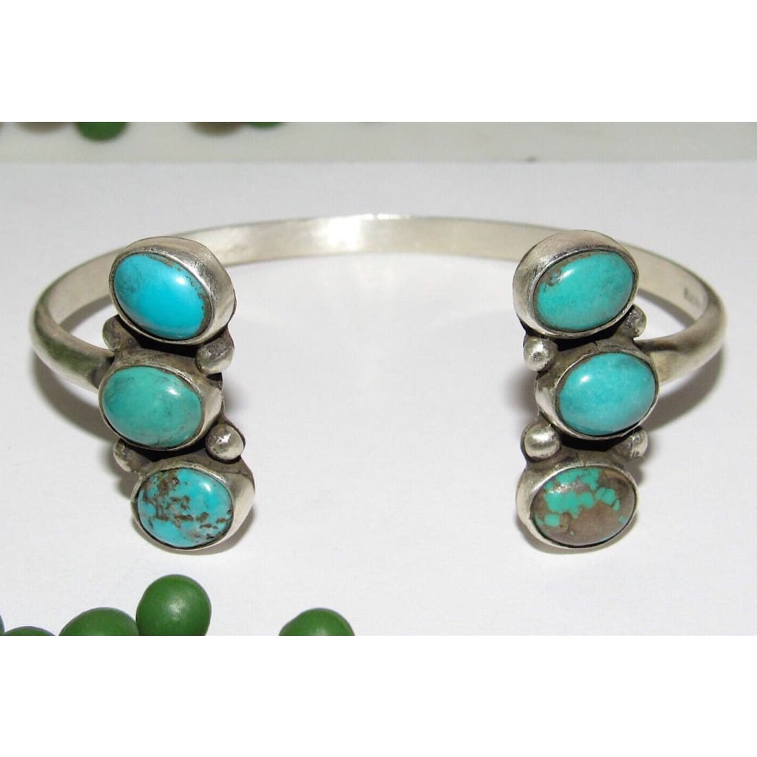 Navajo Royston Turquoise Sterling Open Stacker Cuff Bracelet