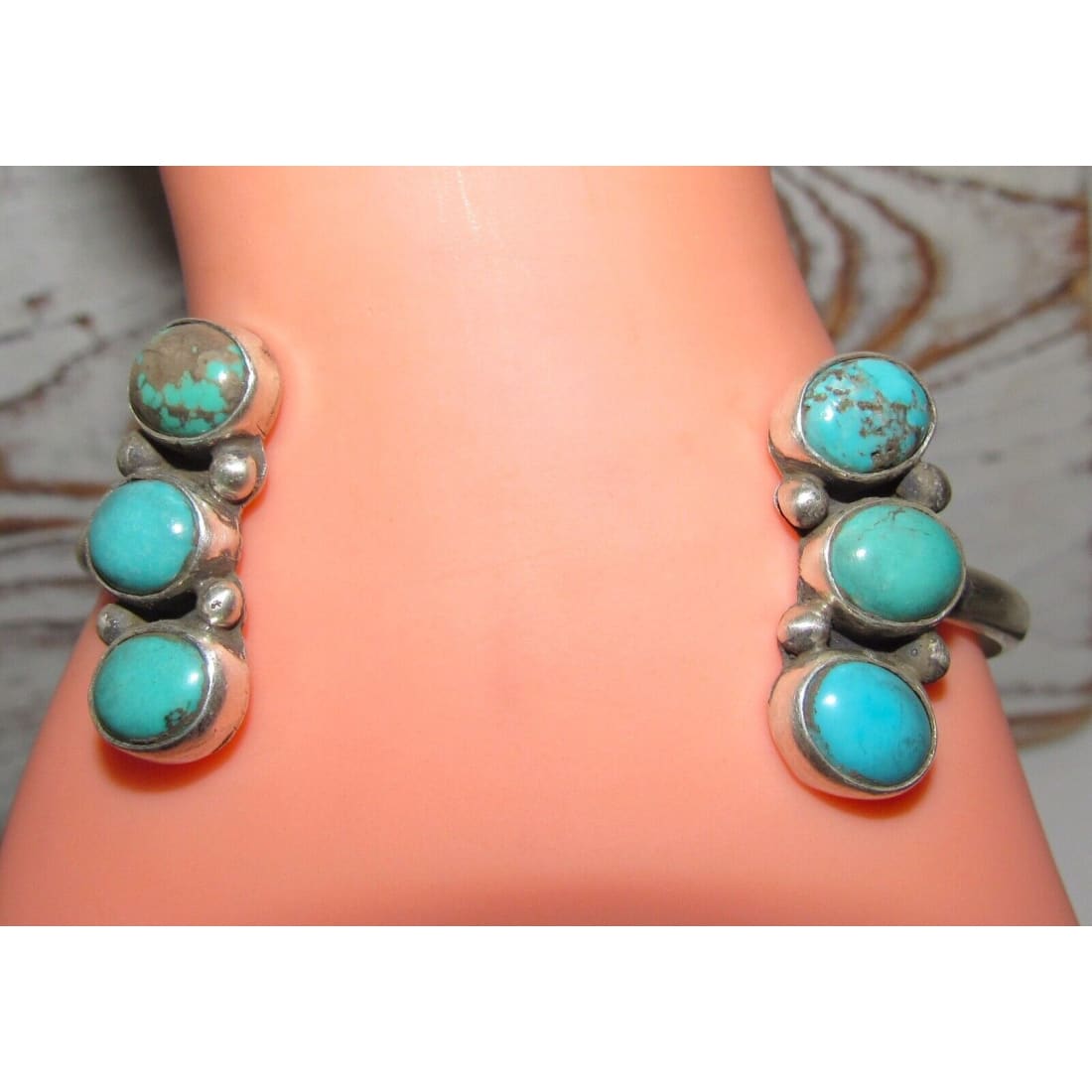Navajo Royston Turquoise Sterling Open Stacker Cuff Bracelet