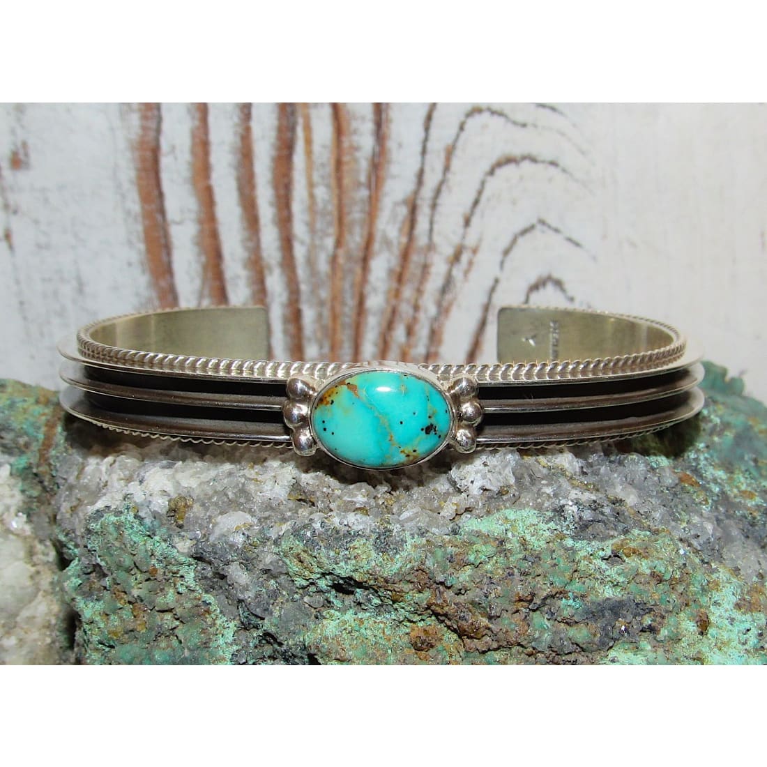 Navajo Royston Turquoise Sterling Silver Stacker Bracelet