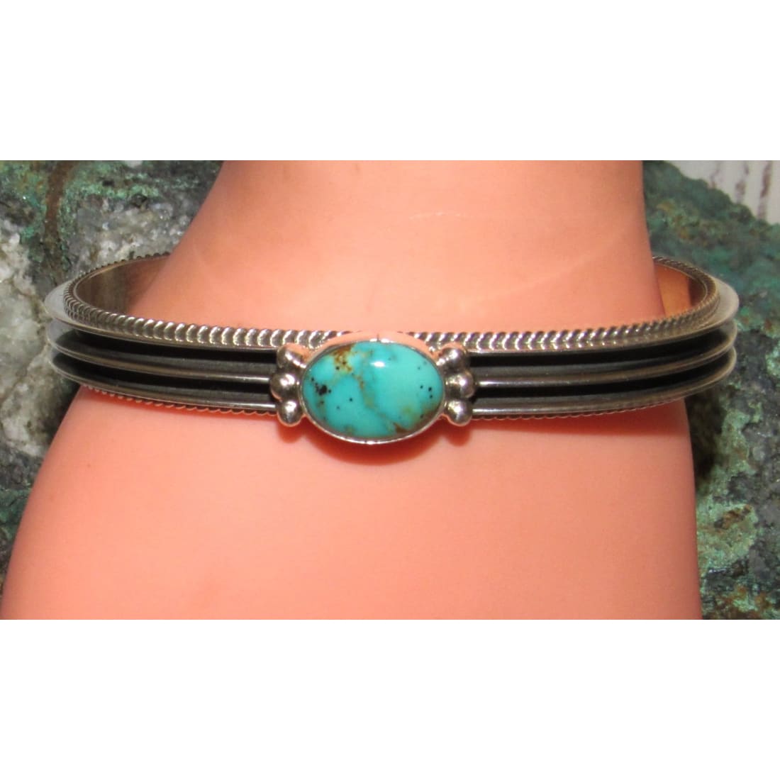 Navajo Royston Turquoise Sterling Silver Stacker Bracelet