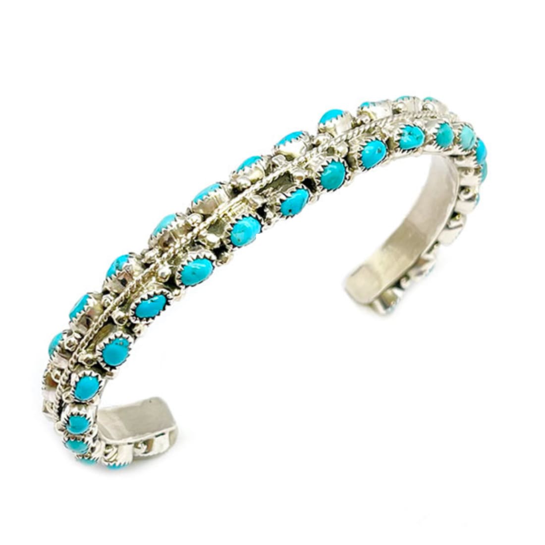 Navajo Sleeping Beauty Turquoise Carinated Cuff Bracelet