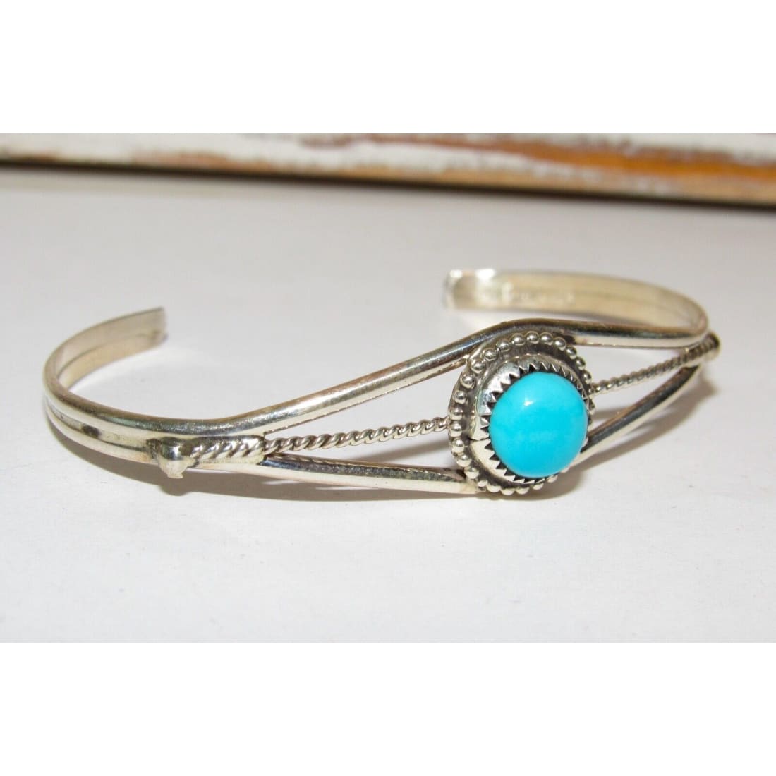Navajo Sleeping Beauty Turquoise Cuff Bracelet Sterling