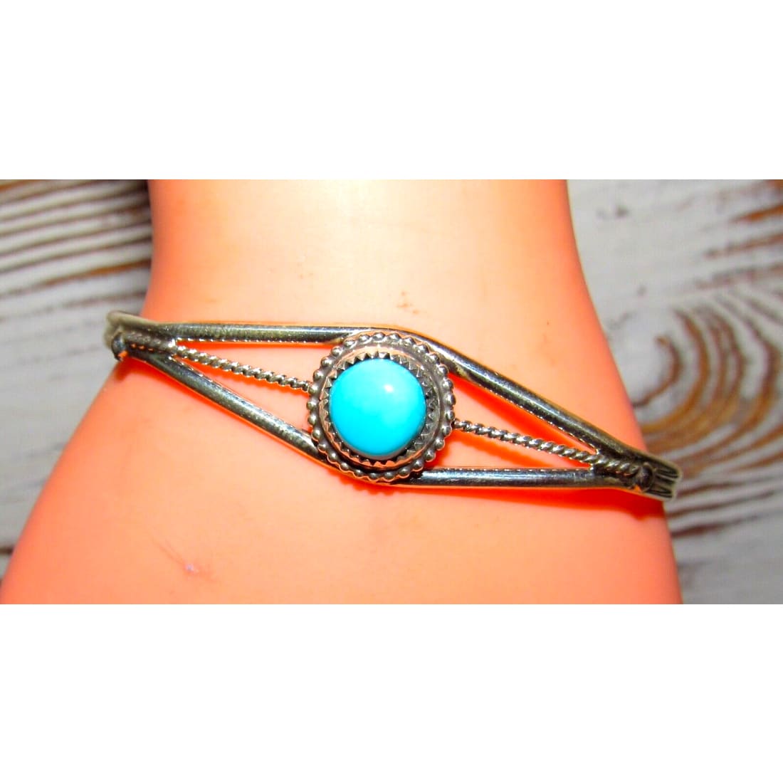 Navajo Sleeping Beauty Turquoise Cuff Bracelet Sterling