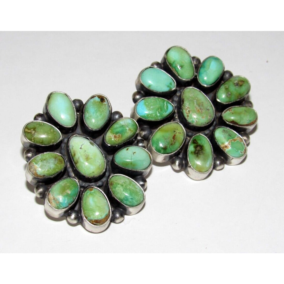Navajo Sonoran Gold Turquoise Cluster Post Earrings Sterling