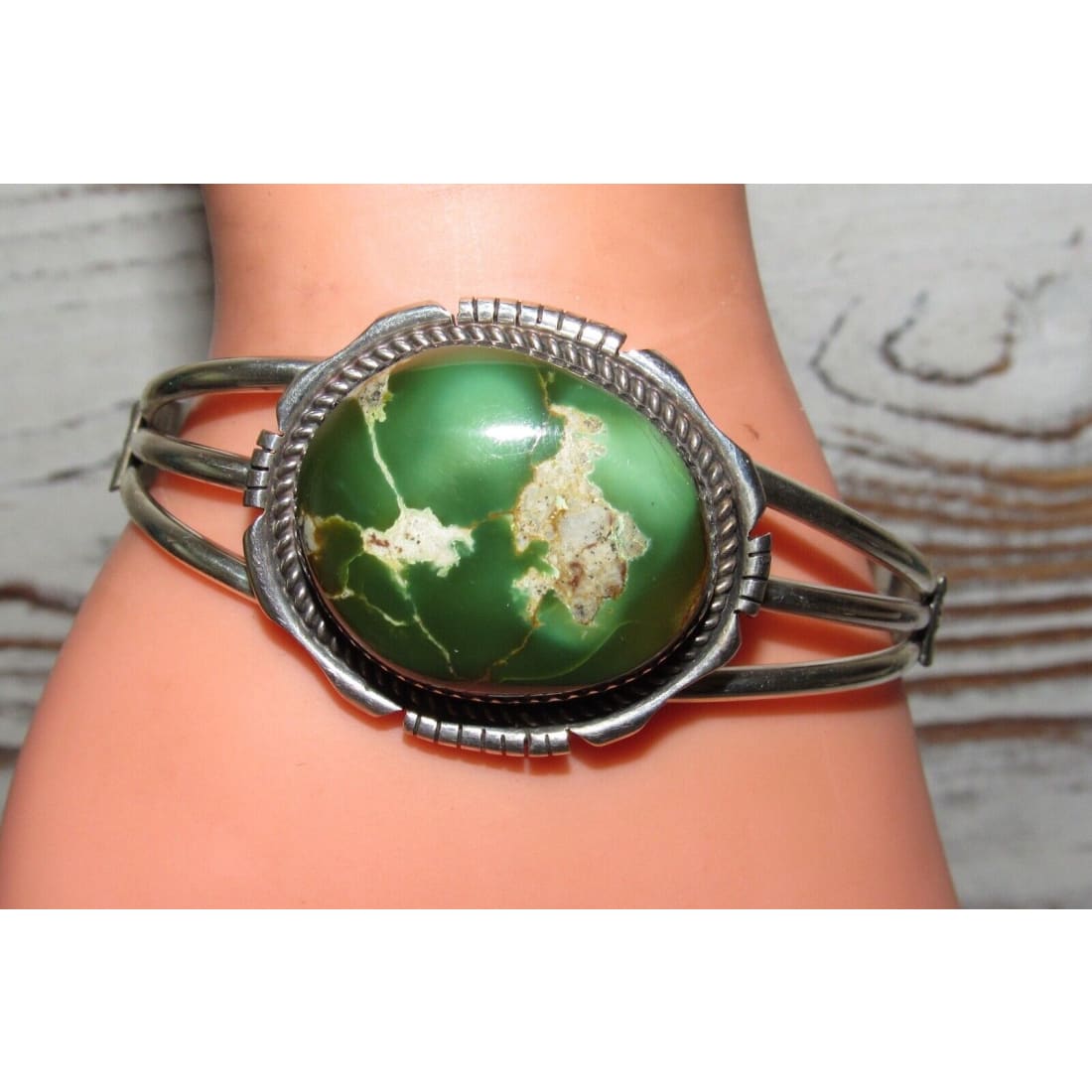 Navajo Sonoran Gold Turquoise Cuff Bracelet Sterling Silver