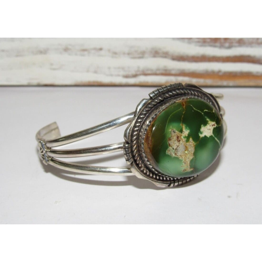 Navajo Sonoran Gold Turquoise Cuff Bracelet Sterling Silver