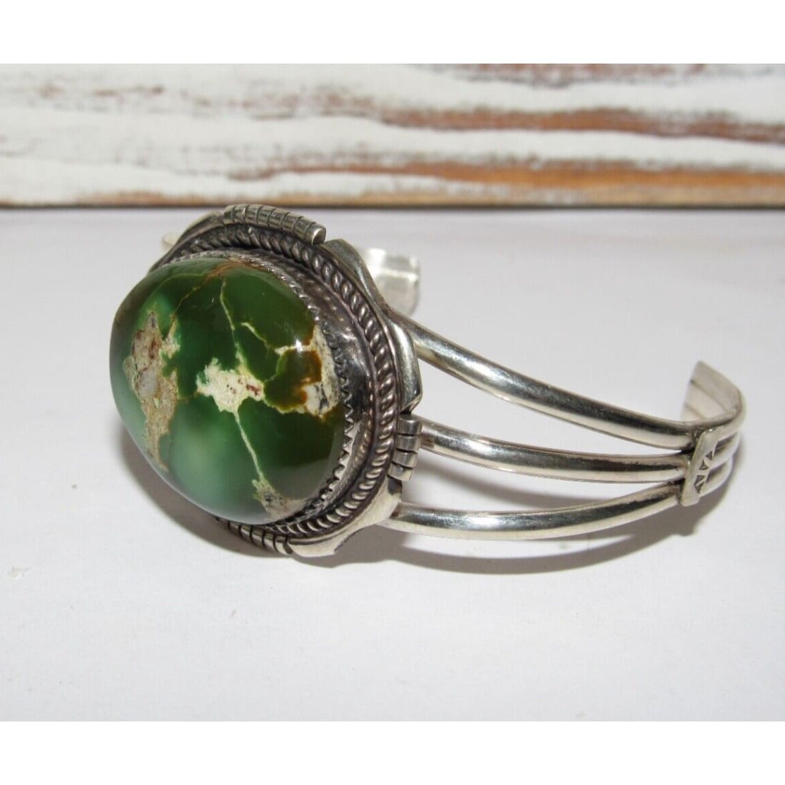 Navajo Sonoran Gold Turquoise Cuff Bracelet Sterling Silver