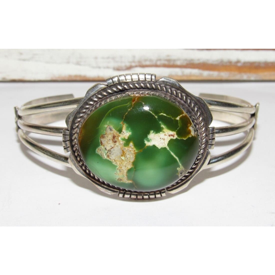 Navajo Sonoran Gold Turquoise Cuff Bracelet Sterling Silver