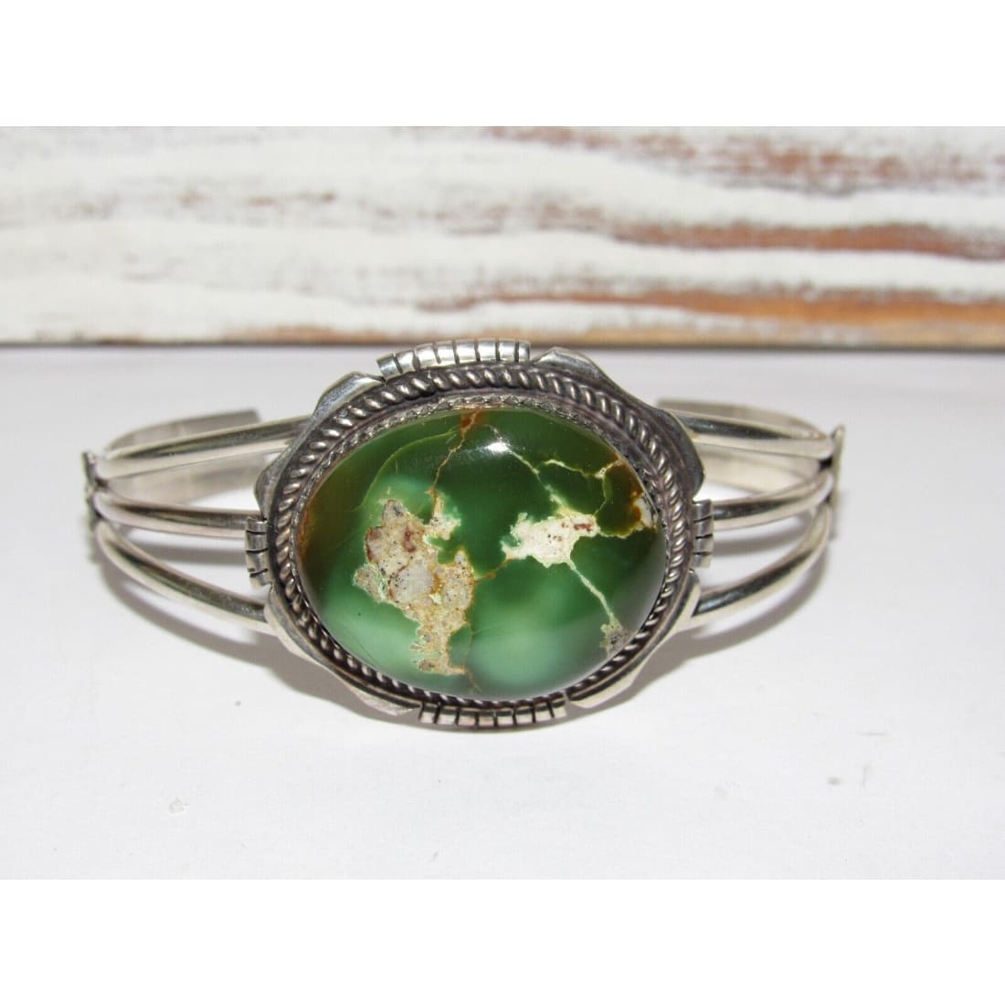 Navajo Sonoran Gold Turquoise Cuff Bracelet Sterling Silver